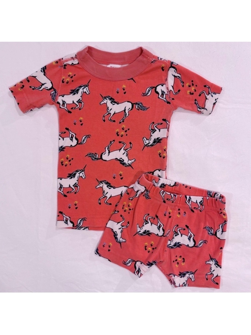 Hanna Andersson Short Johns Girls 3T 90 cm Unicorn Race Pajamas Organic Cotton